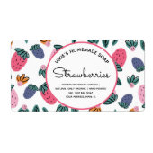 Homemade Soap Business Strawberries Patroon Etiket (Voorkant)