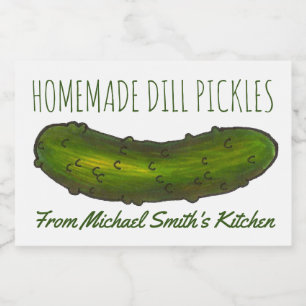 Homemade Sour Dill Green Kosher Pickles Canning Voedselcontainer Etiket