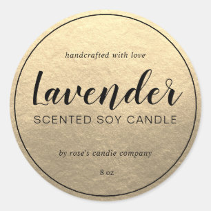 Homemade Soy Candle Calligraphy Champagne Gold Ronde Sticker