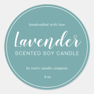 Homemade Soy Candle Calligraphy Dusty Turquoise Ronde Sticker