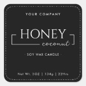 Homemade Soy Candle Chic Calligraphy Black Classic Vierkante Sticker (Voorkant)