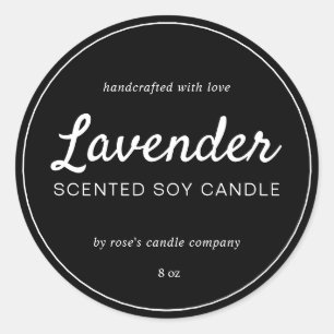 Homemade Soy Candle Chic Calligraphy Black Ronde Sticker