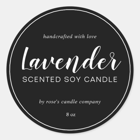 Homemade Soy Candle Chic Calligraphy Black Ronde Sticker (Voorkant)