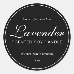 Homemade Soy Candle Chic Calligraphy Black Ronde Sticker