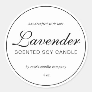 Homemade Soy Candle Chic Calligraphy Black White Ronde Sticker