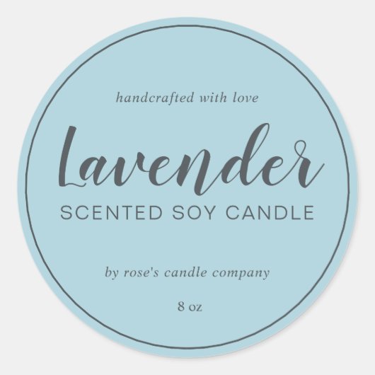Homemade Soy Candle Chic Calligraphy Blue Glow Ronde Sticker (Voorkant)