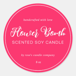 Homemade Soy Candle Chic Calligraphy Diva Pink Ronde Sticker