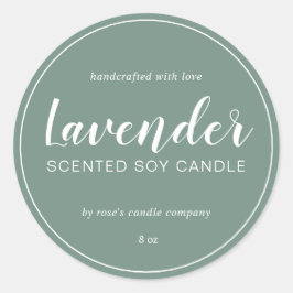 Homemade Soy Candle Chic Calligraphy Dusty Green Ronde Sticker