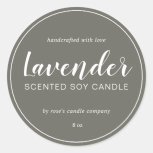 Homemade Soy Candle Chic Calligraphy Dusty Olive Ronde Sticker