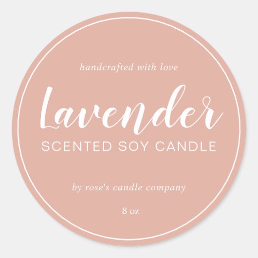 Homemade Soy Candle Chic Calligraphy Dusty Pink Ronde Sticker (Voorkant)