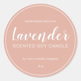 Homemade Soy Candle Chic Calligraphy Dusty Pink Ronde Sticker