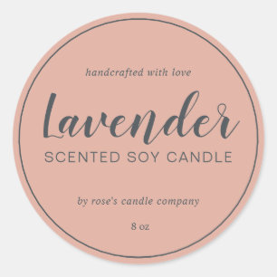 Homemade Soy Candle Chic Calligraphy Dusty Pink Ronde Sticker