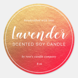 Homemade Soy Candle Chic Calligraphy Gold & Red Ronde Sticker