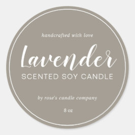Homemade Soy Candle Chic Calligraphy Gray Ronde Sticker