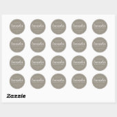 Homemade Soy Candle Chic Calligraphy Gray Ronde Sticker (Vel)