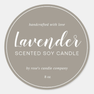 Homemade Soy Candle Chic Calligraphy Gray Ronde Sticker