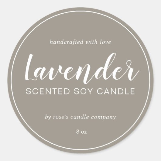 Homemade Soy Candle Chic Calligraphy Gray Ronde Sticker (Voorkant)