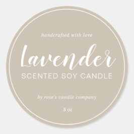 Homemade Soy Candle Chic Calligraphy Gray Ronde Sticker