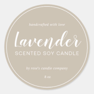 Homemade Soy Candle Chic Calligraphy Gray Ronde Sticker