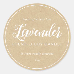 Homemade Soy Candle Chic Calligraphy Kraft Paper Ronde Sticker