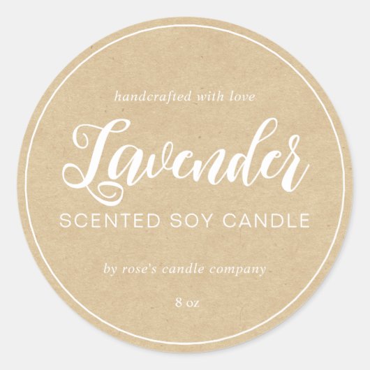 Homemade Soy Candle Chic Calligraphy Kraft Paper Ronde Sticker (Voorkant)