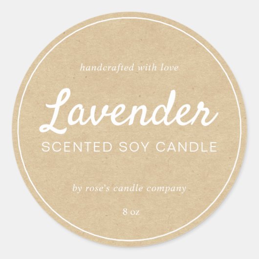Homemade Soy Candle Chic Calligraphy Kraft Paper Ronde Sticker (Voorkant)