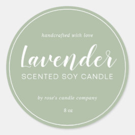 Homemade Soy Candle Chic Calligraphy Laurel Green Ronde Sticker