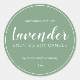 Homemade Soy Candle Chic Calligraphy Mineral Green Ronde Sticker