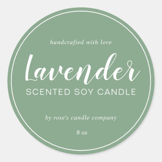 Homemade Soy Candle Chic Calligraphy Mineral Green Ronde Sticker (Voorkant)