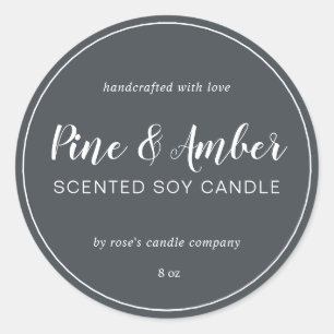 Homemade Soy Candle Chic Calligraphy Off-Black Ronde Sticker