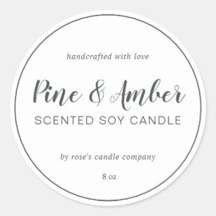 Homemade Soy Candle Chic Calligraphy Off-Black Ronde Sticker
