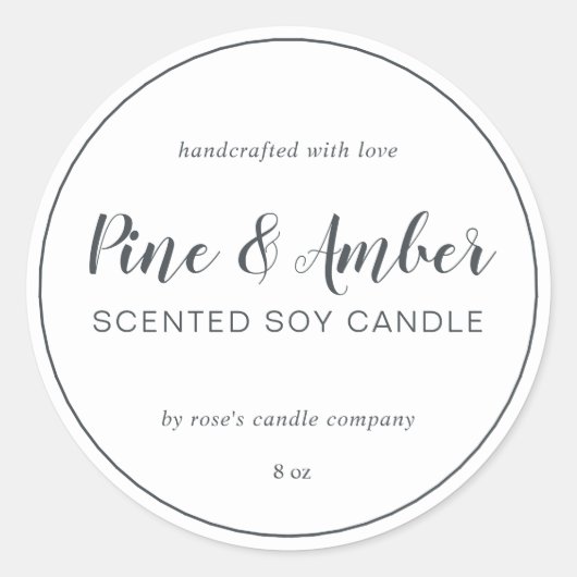 Homemade Soy Candle Chic Calligraphy Off-Black Ronde Sticker (Voorkant)
