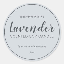 Homemade Soy Candle Chic Calligraphy Pastel Blue Ronde Sticker