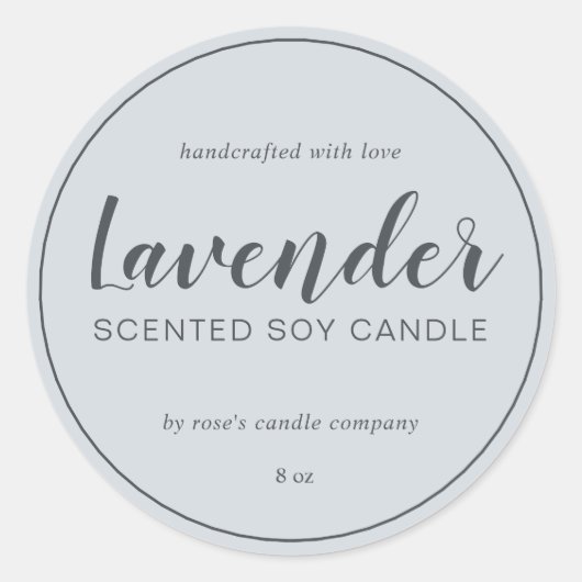 Homemade Soy Candle Chic Calligraphy Pastel Blue Ronde Sticker (Voorkant)
