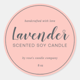 Homemade Soy Candle Chic Calligraphy Pastel Pink Ronde Sticker