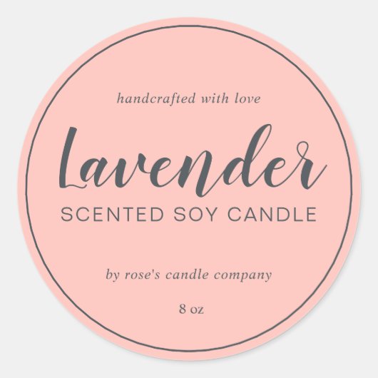 Homemade Soy Candle Chic Calligraphy Pastel Pink Ronde Sticker (Voorkant)