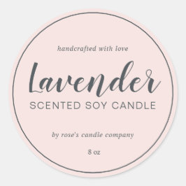 Homemade Soy Candle Chic Calligraphy Pastel Pink Ronde Sticker