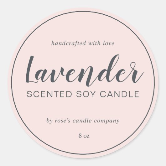 Homemade Soy Candle Chic Calligraphy Pastel Pink Ronde Sticker (Voorkant)