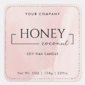Homemade Soy Candle Chic Calligraphy Pink Classic Vierkante Sticker (Voorkant)