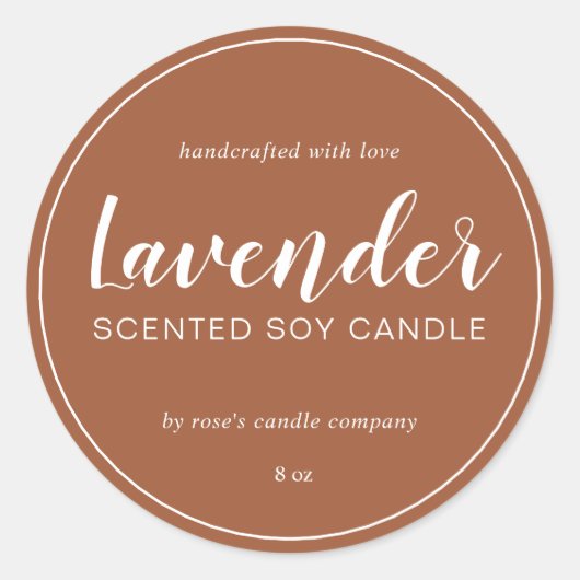 Homemade Soy Candle Chic Calligraphy TerraCotta Ronde Sticker (Voorkant)