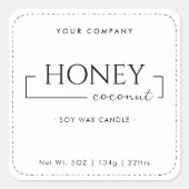 Homemade Soy Candle Chic Calligraphy White Classic Vierkante Sticker (Voorkant)