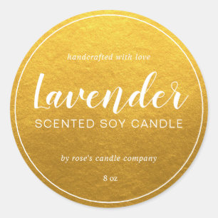 Homemade Soy Candle Cruskalligrafie Classic Gold Ronde Sticker