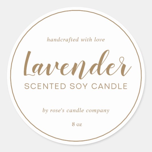 Homemade Soy Candle Gold Chic Calligrafie Ronde Sticker (Voorkant)