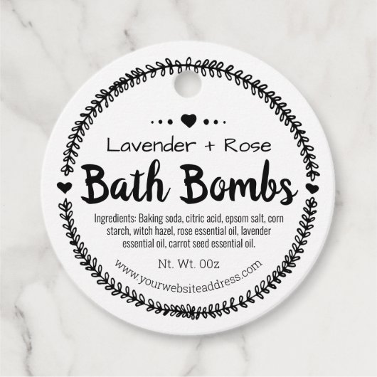 Homemade Spa Bath Bomb Bedankjes Labels (Voorkant)