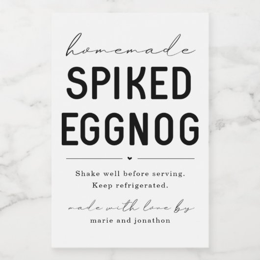 Homemade Spiked Eggnog Bottle Label Wijn Etiket (Enkel label)
