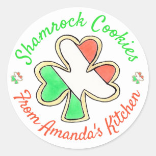 Homemade St. Patrick's Day Shamrock Cookies Bled Ronde Sticker
