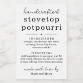 Homemade Stovetop Potpourri Gift Labels Voedselcontainer Etiket (Enkel label)