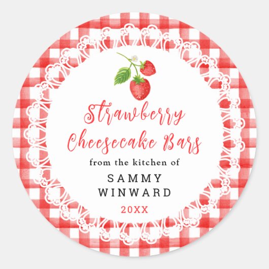 Homemade Strawberry Cheesecake Bars Label (Voorkant)