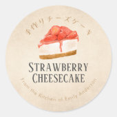 Homemade Strawberry Cheesecake Kraft Paper Rustic Ronde Sticker (Voorkant)