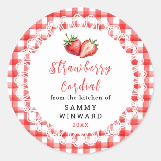 Homemade Strawberry Cordial Bottle Label (Voorkant)